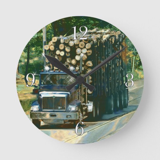 On-Time Delivery Logging Truck Wall Clock Ronde Klok (Voorkant)