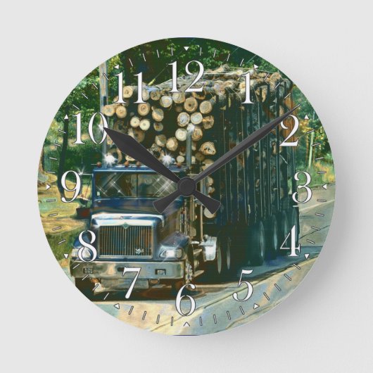 On-Time Delivery Logging Truck Wall Clock Ronde Klok (Voorkant)