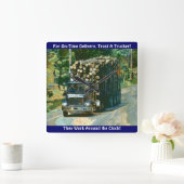 On-Time Delivery Logging Truck Wall Clock Vierkante Klok (Huis)