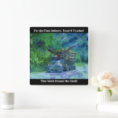 On-Time Delivery Logging Truck Wall Clock Vierkante Klok (Huis)