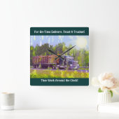 On-Time Delivery Logging Truck Wall Clock Vierkante Klok (Huis)
