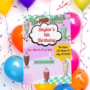 On-ver-geetbaar, Milkshake Retro 4e Verjaardag Kaart