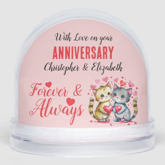On your anniversary cat lovers names pink red sneeuwbol (Voorkant)