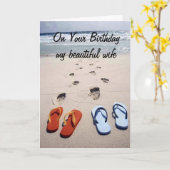 ON YOUR BIRTHDAY **MY BEAUTIFUL WIFE** BEACH STYLE KAART (Gele Bloem)