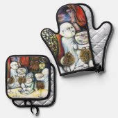 Onaangedaan door uitdaging ovenwant & pannenlap set (Voorkant / Achterkant)