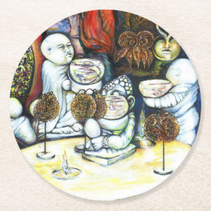 Onaangedaan door uitdaging ronde kartonnen onderzetter