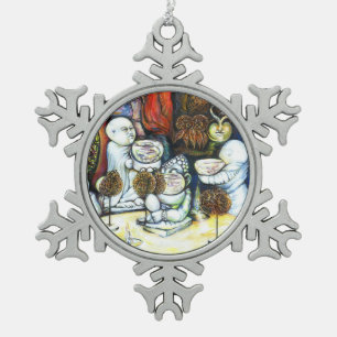 Onaangedaan door uitdaging tin sneeuwvlok ornament