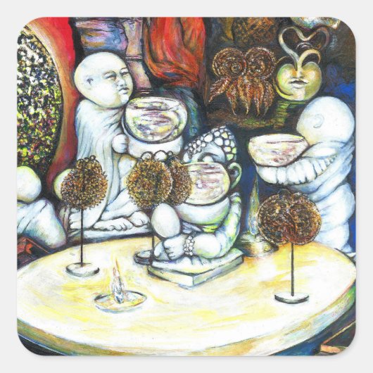 Onaangedaan door uitdaging vierkante sticker (Voorkant)