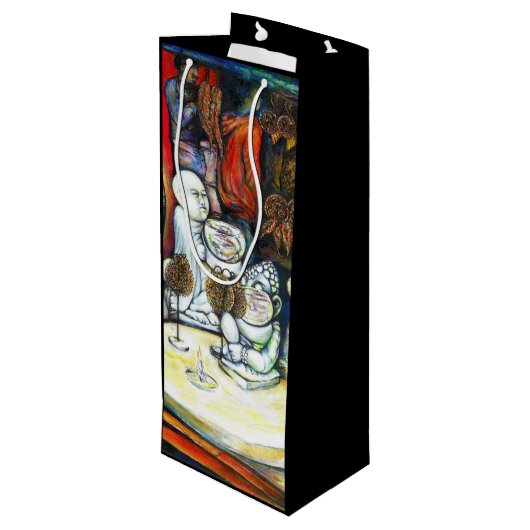 Onaangedaan door uitdaging wijn cadeautas (Achterkant Gekanteld)