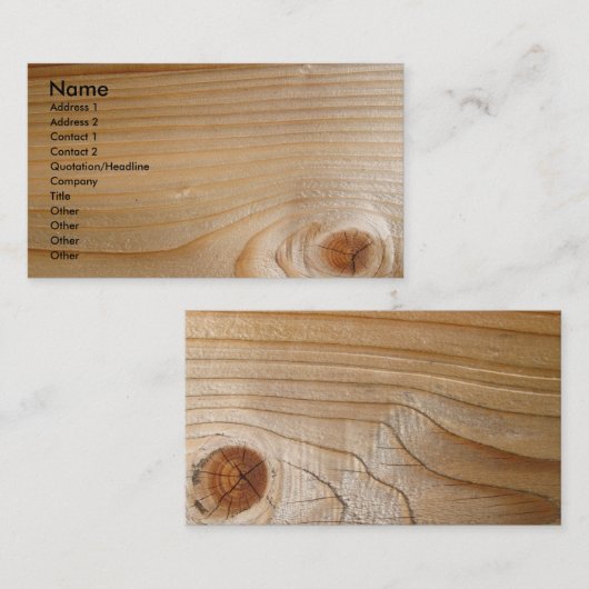 Onafgewerkt hout visitekaartje (Voorkant / Achterkant)