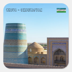 Onafgewerkt Kalta Minor Minaret - Khiva, Oezbekist Vierkante Sticker