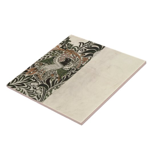 Onafgewerkt ontwerp van "Bird and Vine"-houten blo Tegeltje (Zijkant)