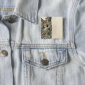 Onafgewerkt ontwerp van "Bird and Vine"-houten blo Vierkante Button 5,1 Cm (In situ)