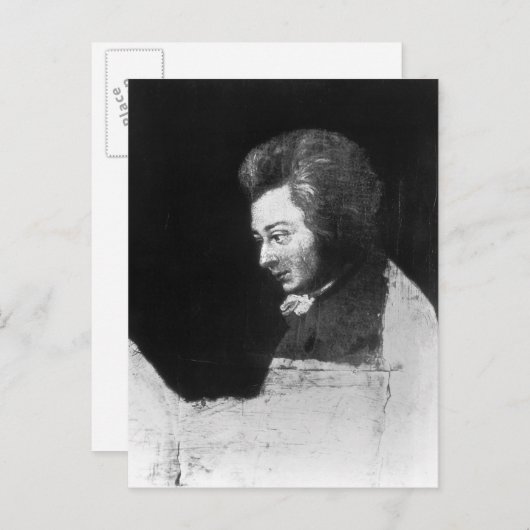 Onafgewerkt portret van Wolfgang Amadeus Mozart Briefkaart (Voorkant / Achterkant)