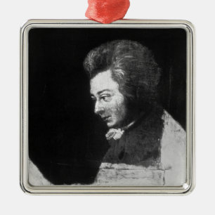 Onafgewerkt portret van Wolfgang Amadeus Mozart Metalen Ornament