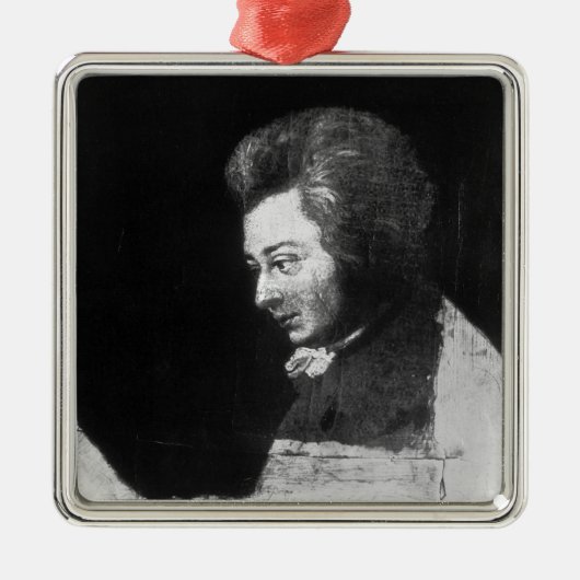Onafgewerkt portret van Wolfgang Amadeus Mozart Metalen Ornament (Voorkant)