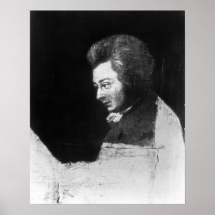 Onafgewerkt portret van Wolfgang Amadeus Mozart Poster