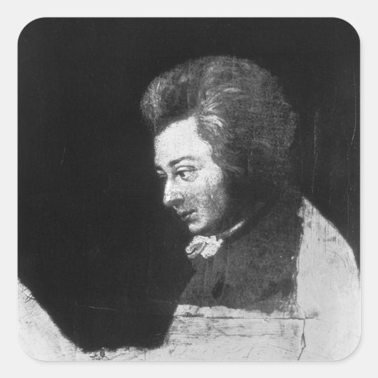 Onafgewerkt portret van Wolfgang Amadeus Mozart Vierkante Sticker (Voorkant)