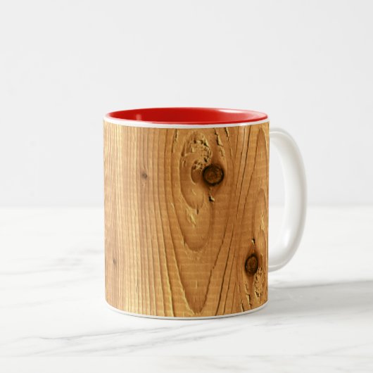 Onafgewerkte pijnboomkorrel tweekleurige koffiemok (Voorkant rechts)
