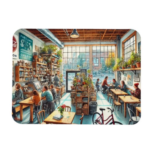 Onafhankelijk café in Portland Oregon Magneet (Horizontaal)