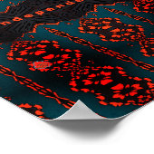 Onafhankelijk: donkergroen en Oranje fractaal patr Poster (Hoek)