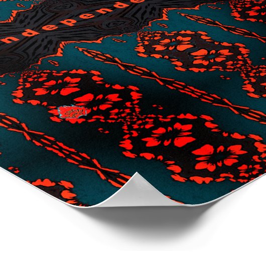 Onafhankelijk: donkergroen en Oranje fractaal patr Poster (Hoek)