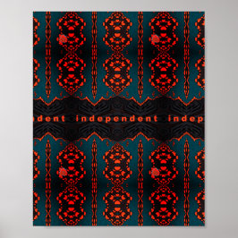 Onafhankelijk: donkergroen en Oranje fractaal patr Poster