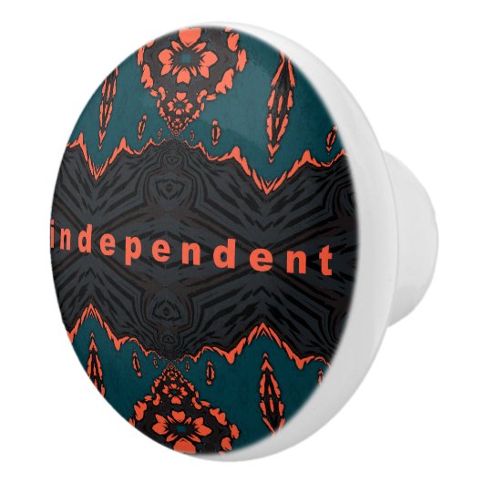 Onafhankelijk en trots donkergroen sinaasappel keramische knop (Rechts)