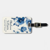 Onafhankelijke blauwe bloemen bagagelabel (Voorkant horizontaal)
