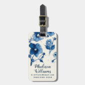 Onafhankelijke blauwe bloemen bagagelabel (Voorkant verticaal)