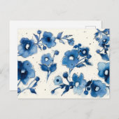 Onafhankelijke blauwe bloemen briefkaart (Voorkant / Achterkant)