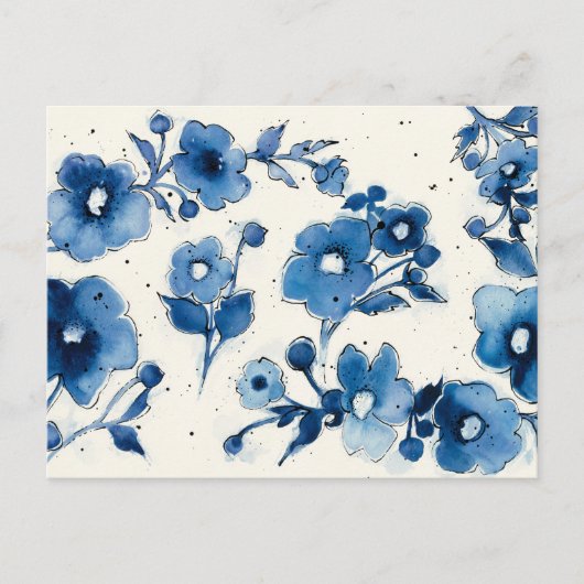 Onafhankelijke blauwe bloemen briefkaart (Voorkant)