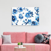 Onafhankelijke blauwe bloemen canvas afdruk (Insitu (Woonkamer))