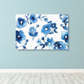 Onafhankelijke blauwe bloemen canvas afdruk (Insitu (Houten vloer))