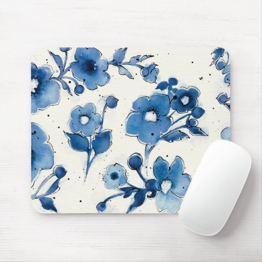 Onafhankelijke blauwe bloemen muismat (Met muis)