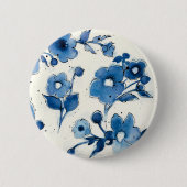 Onafhankelijke blauwe bloemen ronde button 5,7 cm (Voorkant)