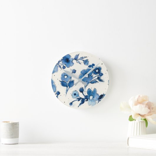 Onafhankelijke blauwe bloemen ronde klok (Huis)