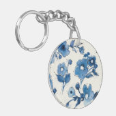 Onafhankelijke blauwe bloemen sleutelhanger (Voorkant Links)