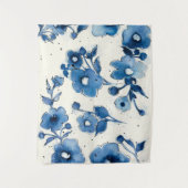 Onafhankelijke blauwe bloemen wandkleed (Voorkant)