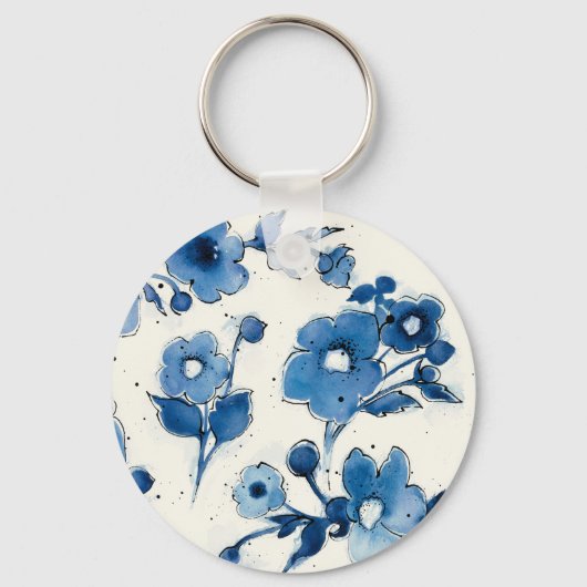 Onafhankelijke blauwe bloesems sleutelhanger (Voorkant)
