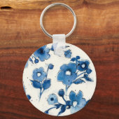 Onafhankelijke blauwe bloesems sleutelhanger (Voorkant)