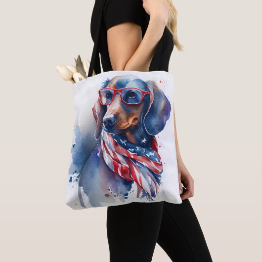 ONAFHANKELIJKE DAG DACHSHUND CANVAS TAS (Dichtbij)