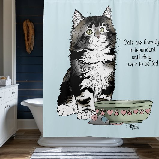 Onafhankelijke grijze tabby blauwe schattige grapp douchegordijn