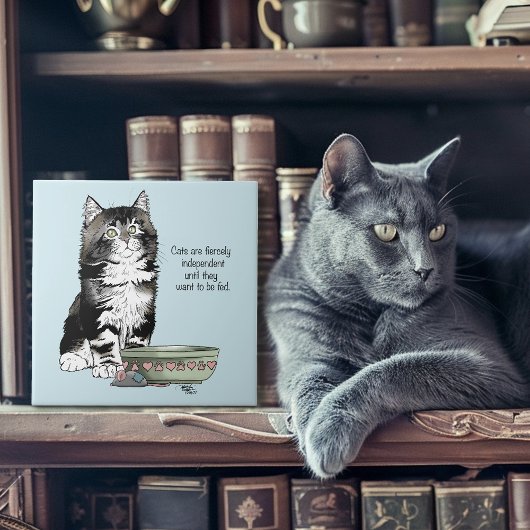 Onafhankelijke grijze tabby blauwe schattige grapp tegeltje