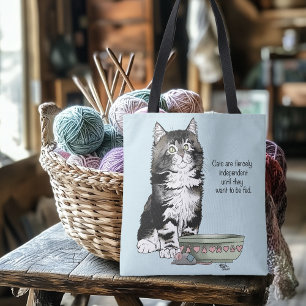 Onafhankelijke grijze tabby blauwe schattige grapp tote bag