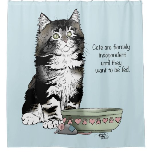 Onafhankelijke kitten kom grappig douchegordijn (Voorkant)