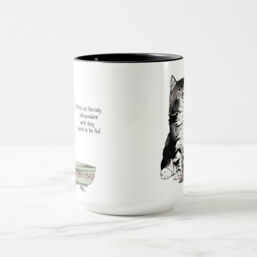 Onafhankelijke kitten kom grappig mok (Midden)