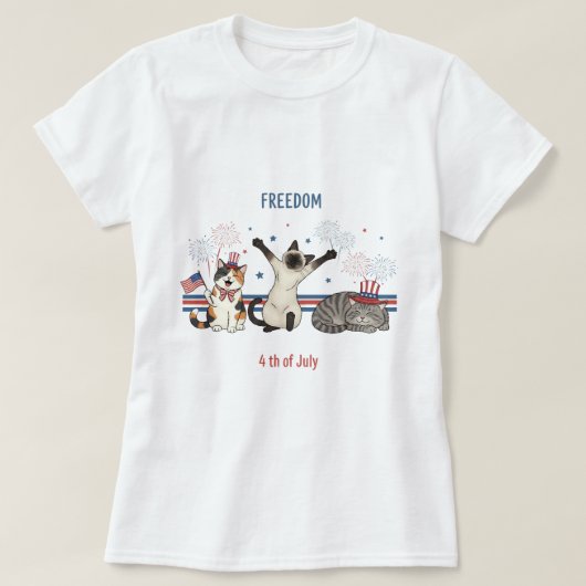 Onafhankelijke Meditaties - Grappige 4 juli kat T-shirt (Design voorkant)