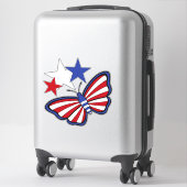 Onafhankelijke rode, witte, blauwe, grafische vlin sticker (Koffer)