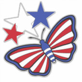 Onafhankelijke rode, witte, blauwe, grafische vlin sticker (Voorkant)